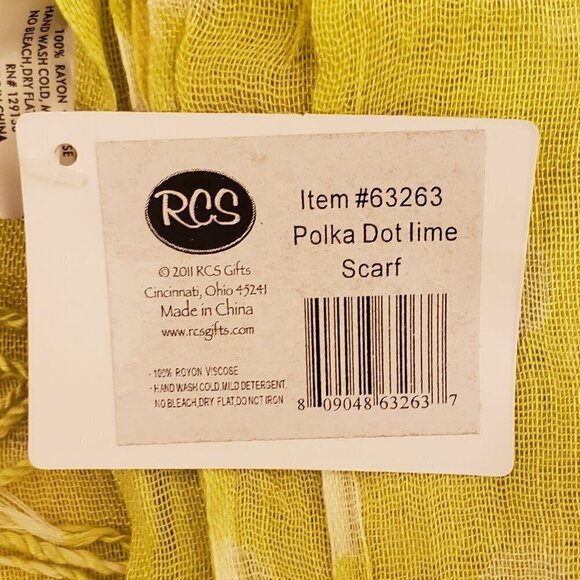 All Jazzed Up Polka Dot Lime Scarf, 24" x 66" - Picture 6 of 7